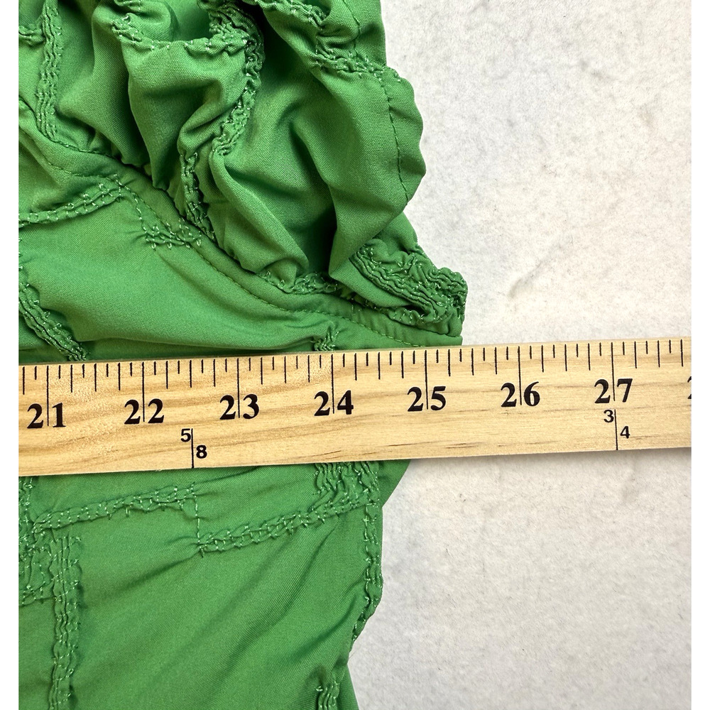 Cloth & Portrait Green Pintuck Dress XXL Puff Sleeve Tiered Boho Midi - Picture 3 of 4